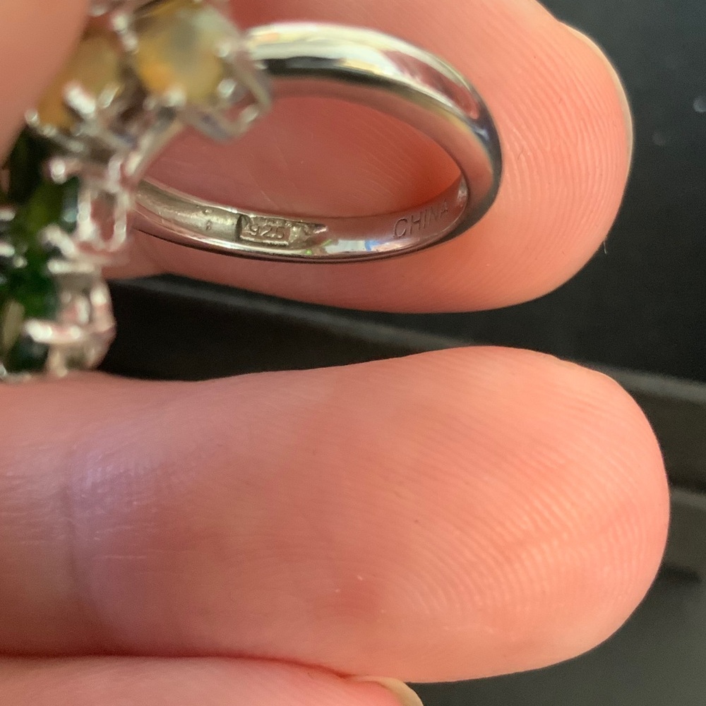 Sterling Silver Diopside and Ethiopian Opal Floral Butterfly Ring - Picture 5 of 6